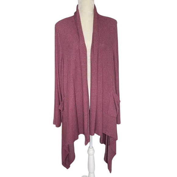LOGO by Lori Goldstein Drape Open Front Cardigan Women’s Plus Size 3X - Picture 1 of 9